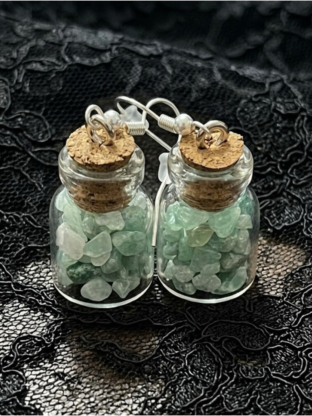 Amazonite Crystal Chip Glass Jar Earrings